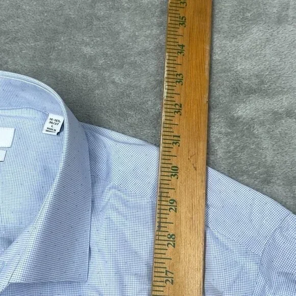 Calvin Klein Regular Fit Wrinkle Free Stretch Dress Shirt L Blue 6871 - Picture 5 of 9